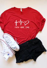 Cargar imagen en el visor de la galería, Polera mujer “Faith - Hope - Love"